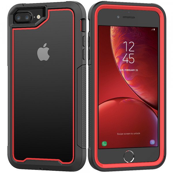 Wholesale iPhone 8 Plus / 7 Plus / 6S Plus Clear Dual Defense Case (Red)